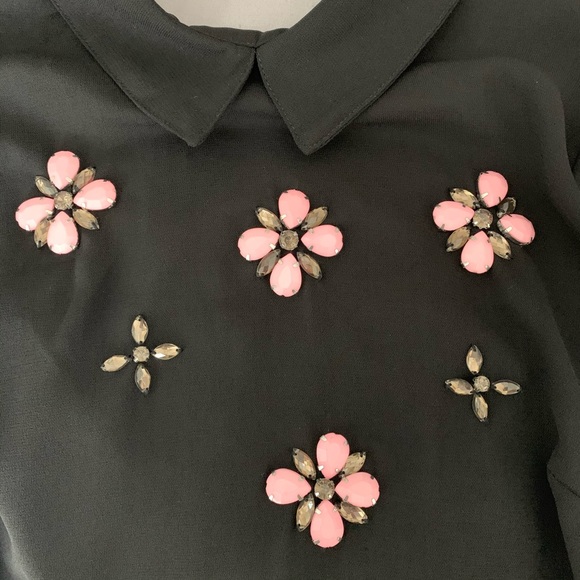 Tobi Black Open Back Embellished Crop Top Size S - Picture 4 of 7